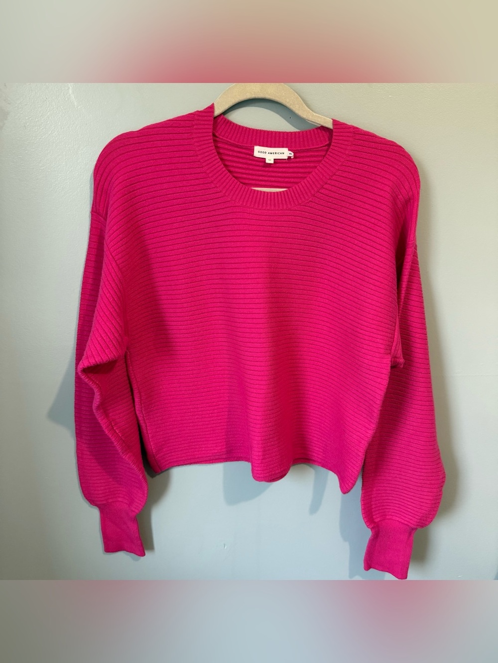 Good American Pink Ribbed Sweater Size 0
Xs
